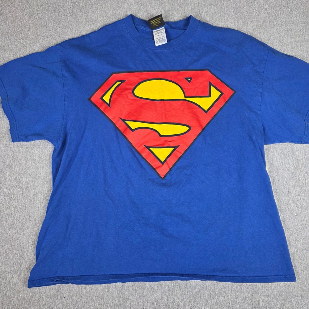 Warner Bros Superman Graphic T-Shirt Blue XL DC Comics Shield Logo Tee